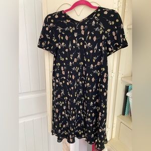 Short black flowered dress